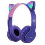 ⁦Casque Bluetooth sans fil avec oreilles de chat LED clignotantes P47M⁩ - الصورة ⁦3⁩