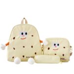 ⁦Ensemble de sacs d’école Kawai pour adolescents 3Pcs Language Jaune – محفظة 3 قطع كاواي أصفر⁩ - الصورة ⁦3⁩