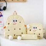 Ensemble de sacs d’école Kawai pour adolescents 3Pcs Language Jaune – محفظة 3 قطع كاواي أصفر