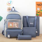 Ensemble de sacs d’école Kawai pour adolescents 4Pcs CLBD V3 Bleu – محفظة 4 قطع كاواي أزرق