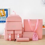 Ensemble de sacs d’école Kawai pour adolescents 5Pcs CLBD V2 Rose – محفظة 5 قطع كاواي وردي