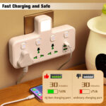 ⁦Multiprise Murale LED avec 2 ports USB-A et 1 port USB-C (charge rapide) – مقبس طاقة مقبس طاقة مع منافذ شحن⁩ - الصورة ⁦5⁩