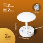 ⁦Multiprise et lampe de bureau 2500W avec USB Ports à intensité variable 3 couleurs⁩ - الصورة ⁦2⁩