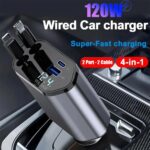 ⁦Chargeur de Voiture Rétractable 4en1 120W – شاحن سريع⁩ - الصورة ⁦5⁩