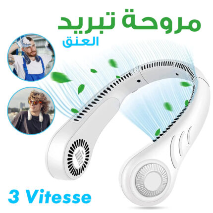 Ventilateur de cou portable 3 vitesses rechargeable USB,