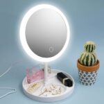Miroir de maquillage de bureau avec lampe