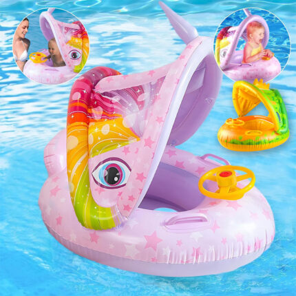 Bouée de natation gonflable pour bébé avec toit et Claxone – عوامة أطفال مع مظلة