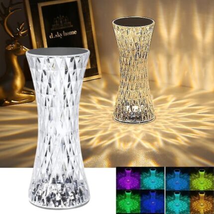 lampe de table en cristal sans fil Tactile Rgb pour chambre