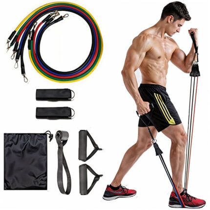 Cordes élastiques de musculation Ensemble de bandes pour sport 11Pcs (5Kg-45Kg) – طقم التدريب المنزلي
