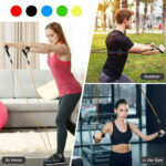 ⁦Cordes élastiques de musculation Ensemble de bandes pour sport 11Pcs (5Kg-45Kg) – طقم التدريب المنزلي⁩ - الصورة ⁦6⁩
