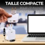 ⁦Pack 2 Multiprise Murale Plate Derrière Meuble avec USB – مقبس طاقة⁩ - الصورة ⁦3⁩