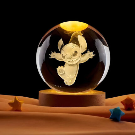 Lampe boule de projection en cristal 3D Stitch