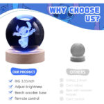 ⁦Lampe boule de projection en cristal 3D Stitch⁩ - الصورة ⁦4⁩