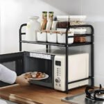 Support pour four à micro-ondes et étagère de rangement 2 étages – منظم أغراض وحامل ميكروويف