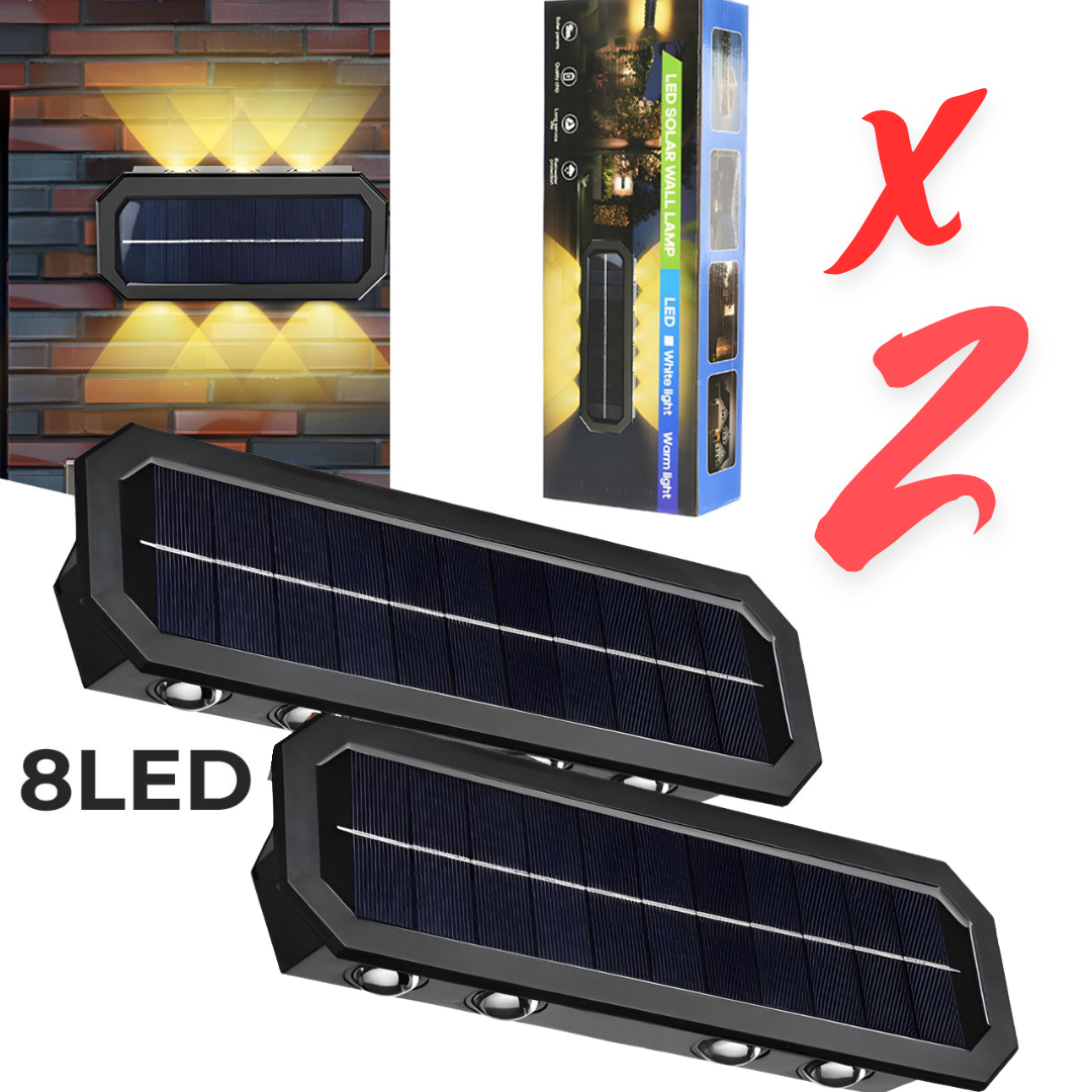 x.png PACK X 2 Lampes Solaires Murales 8LED avec Détection de Mouvement Auto 2Pcs - الصورة 1