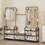 Porte Manteau et Organisateur de Chaussures en Métal de Grande Capacité - علاقة ملابس ومنظم أحذية 2في1