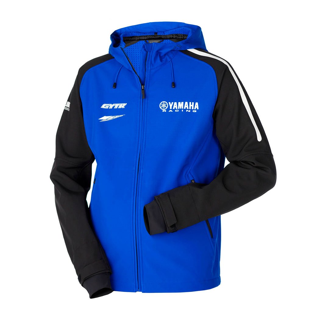 veste-yamaha-black-cnc Veste Yamaha Racing Softshell Edition Black à Capuche Unisexe - سترة ياماها جودة عالية - الصورة 1