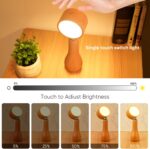 ⁦Lampe LED Motif en bois portable sans fil rechargeable à interrupteur tactile 4000K - مصباح مكتب يعمل باللمس⁩ - الصورة ⁦3⁩