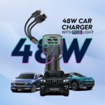 ⁦Chargeur de voiture à 3 ports avec câble de charge 3 en 1 intégré (Lightning/Type-C/Micro USB) - شاحن سيارة⁩ - الصورة ⁦10⁩