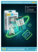 ⁦Pile rechargeable USB type C 9V 1200mWh en lithium BestFire - بطارية ليثيوم قابلة لإعادة الشحن⁩ - الصورة ⁦5⁩