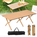 Table de Camping Pliante en Aluminium avec Design Grain de Bois - طاولة تخييم ألمنيوم قابلة للطي بتصميم خشبي