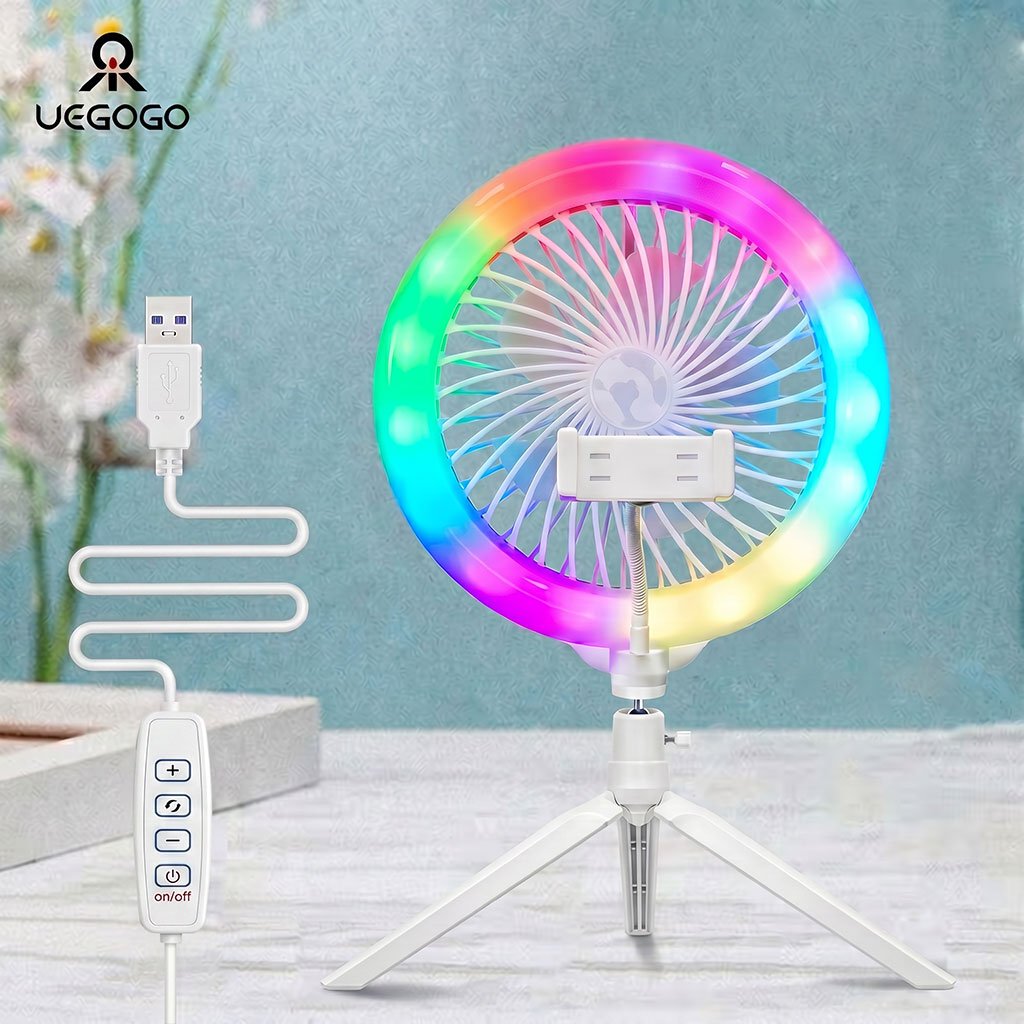 1777299158215_mlr0877v_fs-260-cnc Anneau Lumineux LED RGB et Ventilateur avec Support Flexible - مصباح حلقة للتصوير الاحترافي مع مروحة - الصورة 1