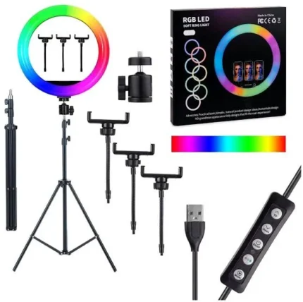 MJ45 RGB LED Ring Light Photography Light Video Light 18inch - طقم حلقة الإضاءة RGB الاحترافي