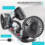 ⁦Ventilateur de Voiture USB Haute Vitesse 360° Réglable 3 Têtes 12/ 24 V - مروحة سيارة قابلة للتعديل بزاوية 360 درجة بثلاثة رؤوس⁩ - الصورة ⁦2⁩