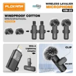⁦Microphone cravate sans fil Plokama VM-20 2,4 GHz - ارتقِ بصوتك إلى المستوى الاحترافي مع ميكروفون اللاسلكي المزدوج⁩ - الصورة ⁦6⁩