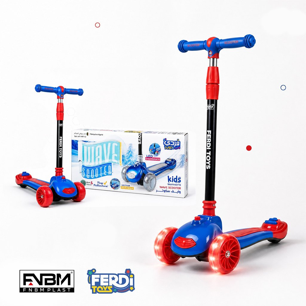 1779702663986_k6o73aq5_trotti-wave-cnc Trottinette Wave Ferdi Toys pour Enfants Hauteur Réglable - سكوتر أطفال بإضاءة وموسيقى - الصورة 1