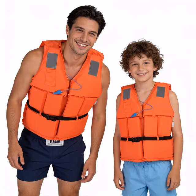 1780412685610-lyrltd Gilet de Sauvetage Professionnel Haute Flottabilité avec Sifflet - سترة نجاة احترافية عالية الطفو للأطفال والكبار - الصورة 1