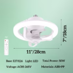 ⁦Ventilateur de Plafond Lumineux E27 avec Éclairage RGB et Télécommande - مروحة السقف الذكية إضاءة ملونة مع ريموت⁩ - الصورة ⁦3⁩