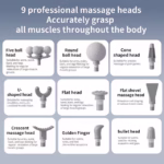 ⁦Pistolet de Massage Professionnel avec 9 Têtes Interchangeables pour Relaxation Totale - جهاز تدليك الجسم الاحترافي بـ 9 رؤوس لتدليك الأنسجة العميقة⁩ - الصورة ⁦5⁩