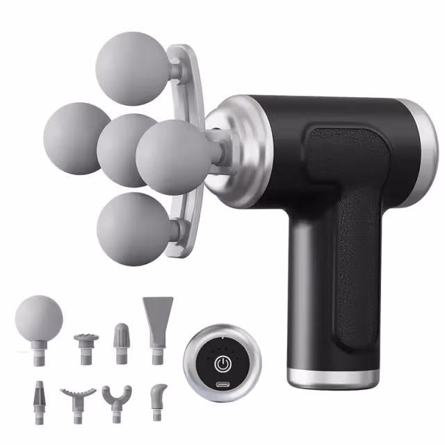 1781190928688-wuin26 Pistolet de Massage Professionnel avec 9 Têtes Interchangeables pour Relaxation Totale - جهاز تدليك الجسم الاحترافي بـ 9 رؤوس لتدليك الأنسجة العميقة - الصورة 1