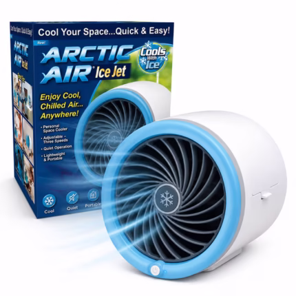 Mini Climatiseur Portable à Glace Technologie Jet Fan, 3 Vitesses et Éclairage LED - مبرد الهواء والثلج المدمج بـ 3 سرعات وإضاءة ملونة