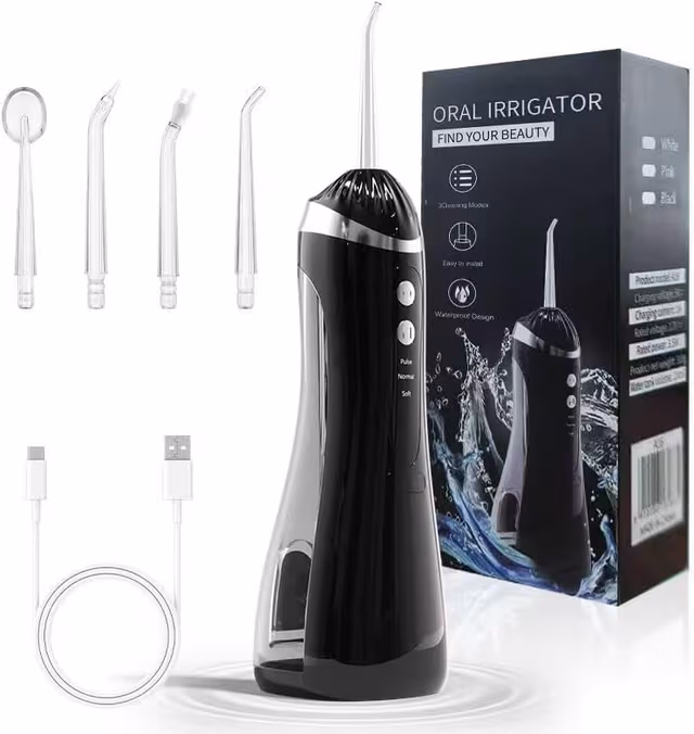 1781709750998-x3y18i Hydropulseur Dentaire Sans Fil Jet Dentaire Portable à 3 Modes et 4 Buses - جهاز تنظيف الأسنان واللثة المائي - الصورة 1