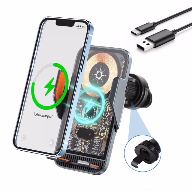 1782051807254-jm55zo Support Auto Chargeur Sans Fil Qi 15W avec Capteur Intelligent - شاحن وحامل الهاتف اللاسلكي الذكي للسيارات - الصورة 1