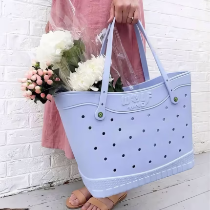Sac de Plage Eva et Silicone Garni de Trous Grand Cabas Imperméable Tendance pour Été - حقيبة الشاطئ السيليكونية العصرية المقاومة للماء