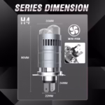 ⁦Ampoule LED H4 Pour Phare Universel Moto Technologie Double Lentille - مصباح ليد للمكابح والمصابيح الأمامية بعدسة مزدوجة مطورة⁩ - الصورة ⁦4⁩