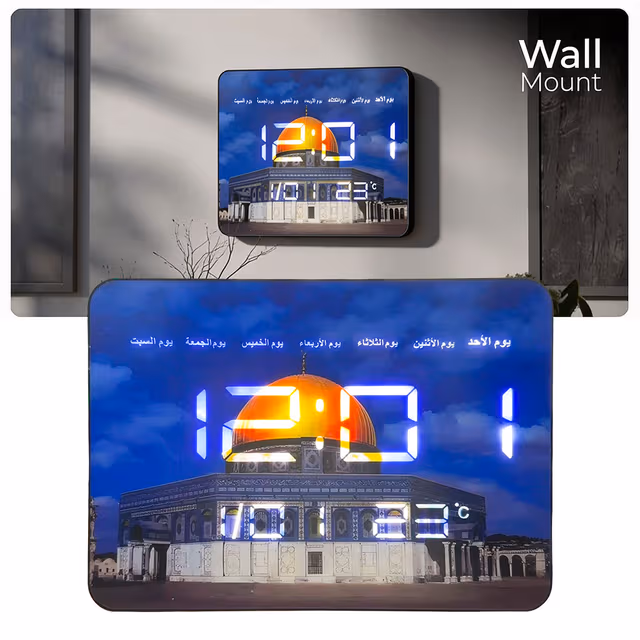 1782393779952-bvli96 Horloge Murale LED Numérique Grand Format Affichage Multifonction Calendrier et Température - ساعة الحائط الرقمية مع مستشعر تعتيم تلقائي - الصورة 1