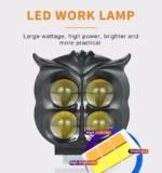 ⁦Projecteur Antibrouillard LED Forme Chouette 40W - Éclairage Jaune/Blanc ET Devil Eye Rouge - مصابيح ضباب ليد بتصميم عين البومة⁩ - الصورة ⁦6⁩