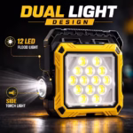 Lanterne de Camping LED Solaire et Rechargeable USB 40 LED + 2 COB - مصباح وكيشاف تخييم يدوي يعمل بالطاقة الشمسية بـ 4 وضعيات إضاءة