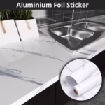 Papier Peint Adhésif en Aluminium pour Cuisine Anti-Chaleur, Anti-Huile Motif Marbré - ورق ولاصق ألومنيوم حراري مقاوم للحرارة والزيوت للمطابخ