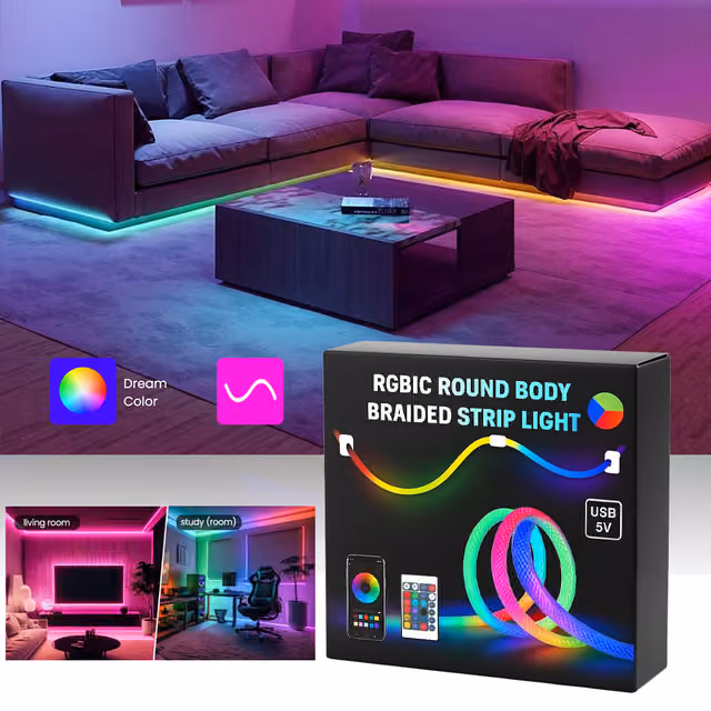 1785243135018-epceat Bande LED RGB tube 360° numérique 3M 16mm USB 5V App Control - شريط إضاءة ملونة بطول 3 متر - الصورة 1