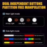 ⁦Lampe de Vélo Rechargeable Z-838 Multi-Fonction - Éclairage LED Puissant Lumière Latérale RGB - مصباح دراجة متعدد الوظائف مع إضاءة جانبية ملونة ومغناطيس قوي⁩ - الصورة ⁦2⁩