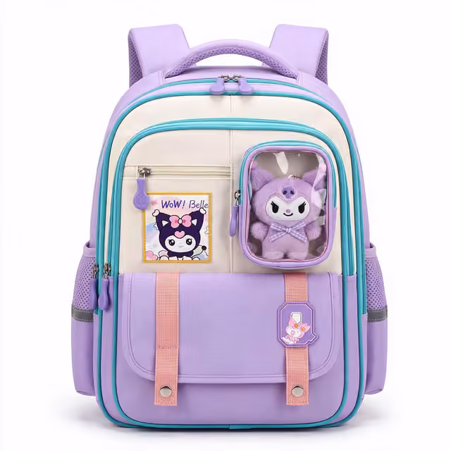 1785337408723-jg1wap Sac à Dos Scolaire Style Kawaii Grand Volume avec Peluche Incluse Tissu Imperméable Mauve SACKDS04MV - حقيبة مدرسية بتصميم كاوايي - الصورة 1