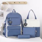 Sac à Dos Multifonctionnel Kawaii Grand Volume Imperméable et Résistant 4Pcs Bleu SACKDS12BL - حقيبة ظهر بعدة قطع بتصميم كاوايي