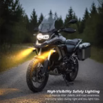 ⁦Projecteur LED Auxiliaire pour Moto et Scooter Double Couleur Blanc et Jaune Helmet Design 1Pcs - كشاف إضاءة لدراجات النارية بتصميم خوذة وإضاءة مزدوجة⁩ - الصورة ⁦5⁩
