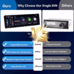 ⁦Gazel Autoradio 1Din Écran Tactile 5" IPS - Apple CarPlay et Android Auto Sans Fil Charge Rapide Type-C - راديو سيارة ذكي بشاشة لمس 5 بوصة تدعم و لاسلكيًا⁩ - الصورة ⁦3⁩