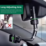 ⁦Support Téléphone Voiture pour Rétroviseur Rotation 360°, Bras Long Ajustable - حامل هاتف لمرآة الرؤية الخلفية للسيارة مع دوران 360° وذراع قابل للتعديل⁩ - الصورة ⁦4⁩